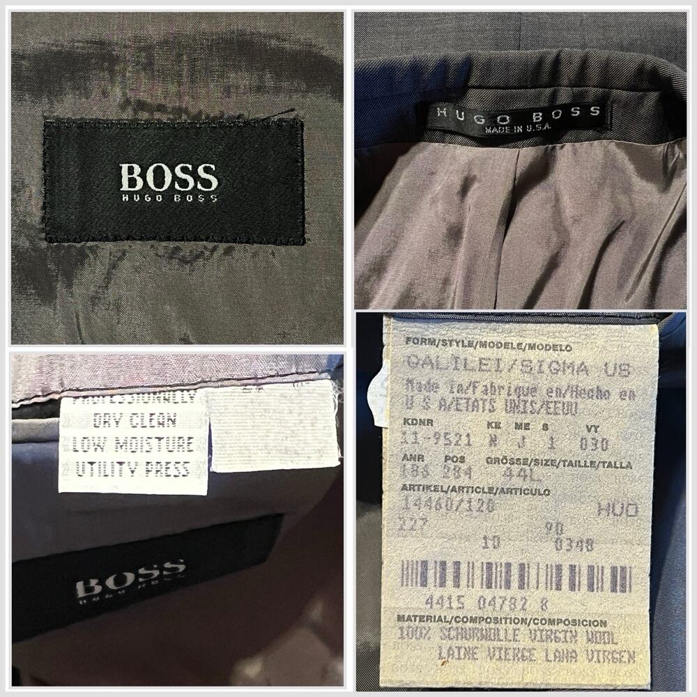 Hugo Boss Galilei Sigma 44-46L 38x30 Gray Blue Shadow Suit Virgin Wool - Picture 15 of 16